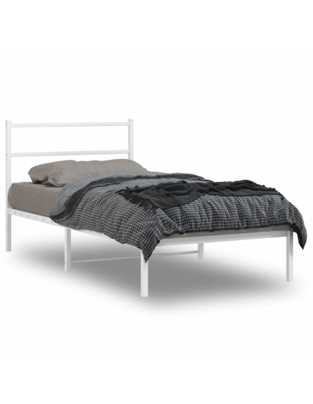 Giroletto con Testiera Metallo Bianco 100x190 cm