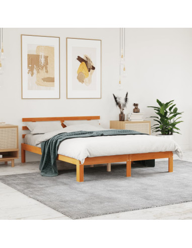 Letto senza Materasso Marrone Cera 140x190 cm in Legno di Pino