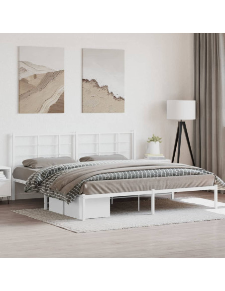 Giroletto con Testiera Metallo Bianco 200x200 cm