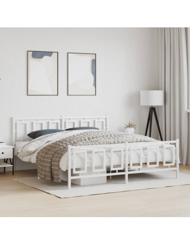 Giroletto con Testiera e Pediera Metallo Bianco 180x200 cm