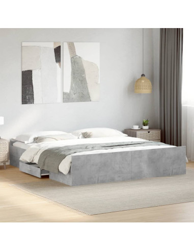 Giroletto Cassetti Grigio Cemento 200x200 cm Legno Multistrato