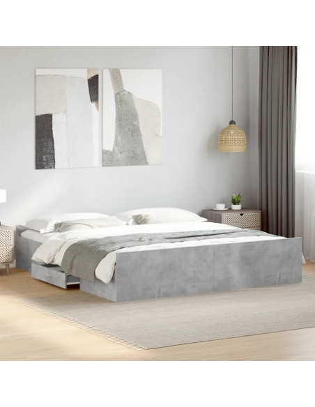 Giroletto Cassetti Grigio Cemento 200x200 cm Legno Multistrato