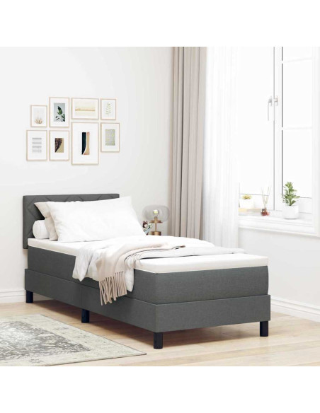 Letto a molle con materasso Grigio scuro 80 x 200 cm Tessuto
