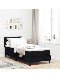 Letto a molle con materasso con led Nero 80 x 200 cm Tessuto