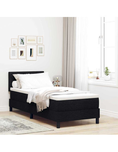 Letto a molle con materasso con led Nero 80 x 200 cm Tessuto