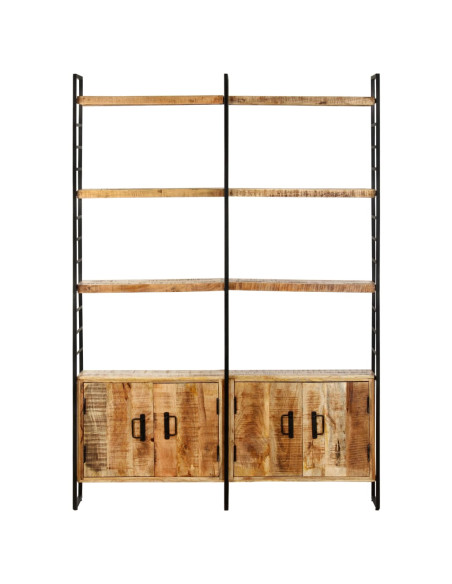 Libreria a 4 Livelli Legno di Mango Grezzo 124x30x180 cm