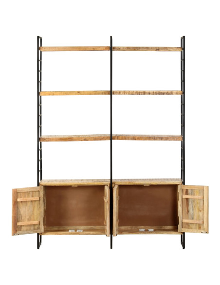Libreria a 4 Livelli Legno di Mango Grezzo 124x30x180 cm