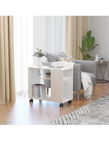 Tavolino da Salotto Bianco Lucido 70x35x55 cm Legno Multistrato