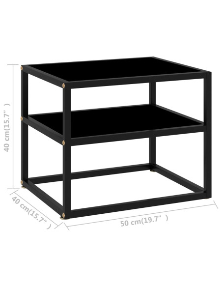 322852  Console Table Black 50x40x40 cm Tempered Glass
