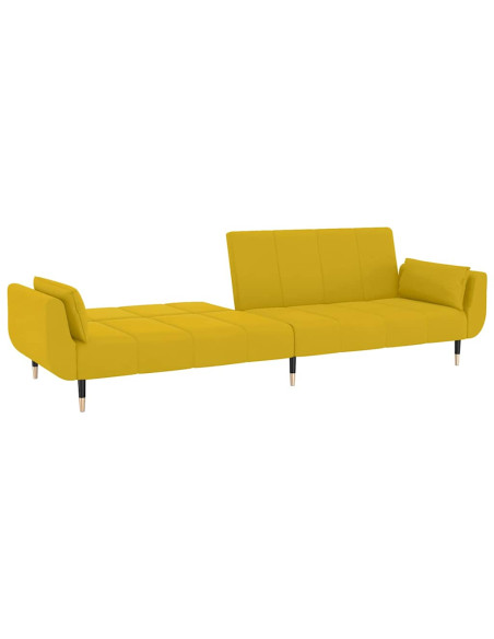 Divano Letto a 2 Posti con 2 Cuscini Giallo in Velluto