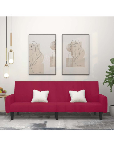 Divano Letto a 2 Posti Rosso Vino in Velluto