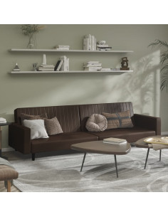 Divano Letto a 2 Posti Marrone in Similpelle