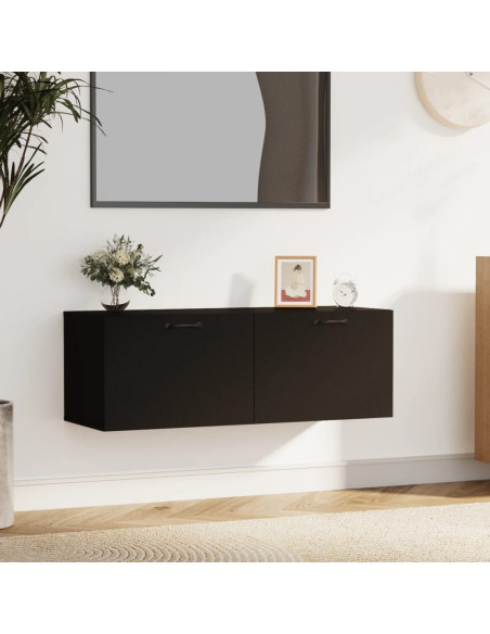 Mobile Pensile Nero 100x36,5x35 cm Legno Multistrato