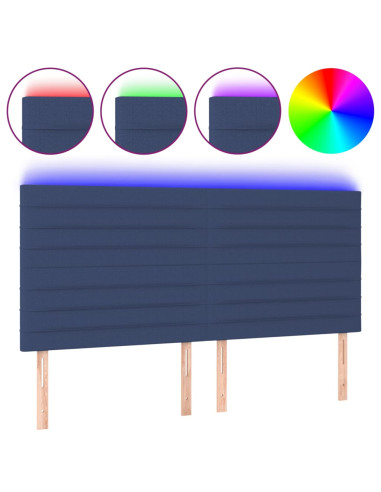 Testiera a LED Blu 180x5x118/128 cm in Tessuto