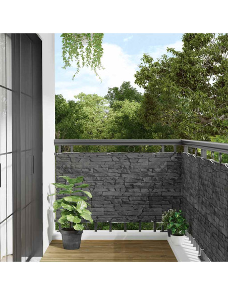 Paravento da Balcone con Aspetto Pietra Grigio 600x120 cm PVC