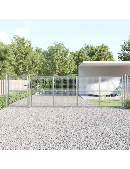 Cancello da Giardino in Rete Argento 500x125 cm in Acciaio Zincato