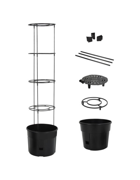 Vaso a Torre per Pomodori Antracite Ø39x150 cm Polipropilene