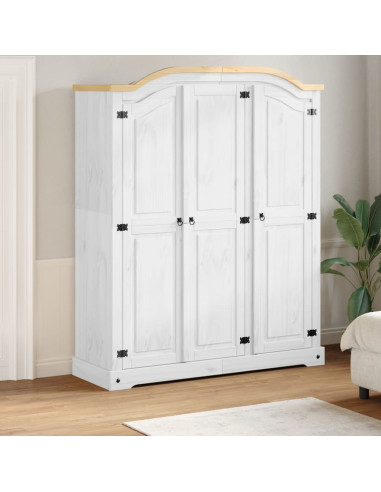 Armadio Corona Bianco 151,5x52x186 cm in Legno Massello di Pino