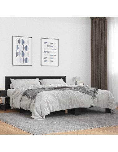 Giroletto Nero 180x200 cm in Legno Multistrato e Metallo