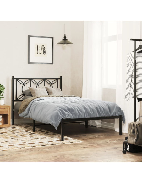 Giroletto con Testiera in Metallo Nero 100x190 cm