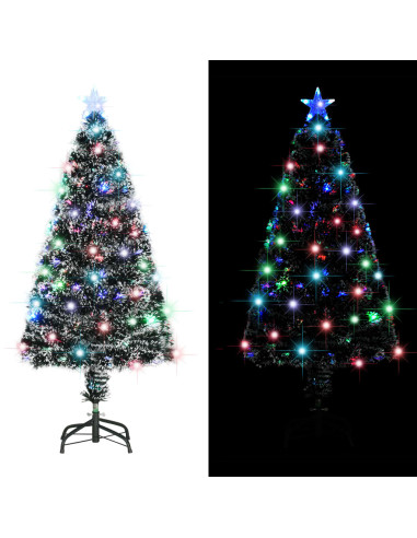 Albero di Natale Preilluminato con Supporto e LED 120 cm Fibra Ottica