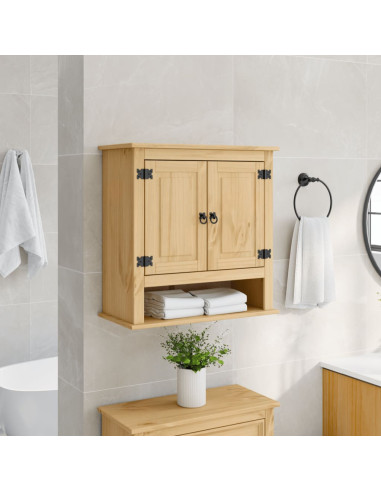 Mobile Bagno a Parete Corona 70x33x71,5cm Legno Massello Pino