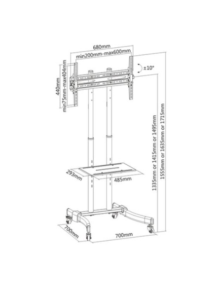 SUPPORTO PER TV 37-70" CON RUOTE