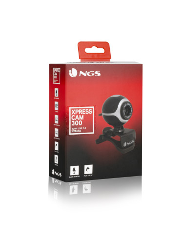 NGS Xpresscam300 webcam 8 MP 1920 x 1080 Pixel USB 2.0 Nero, Argento