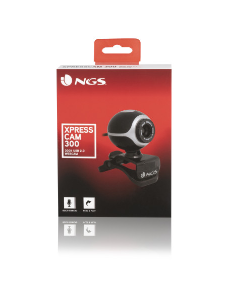NGS Xpresscam300 webcam 8 MP 1920 x 1080 Pixel USB 2.0 Nero, Argento