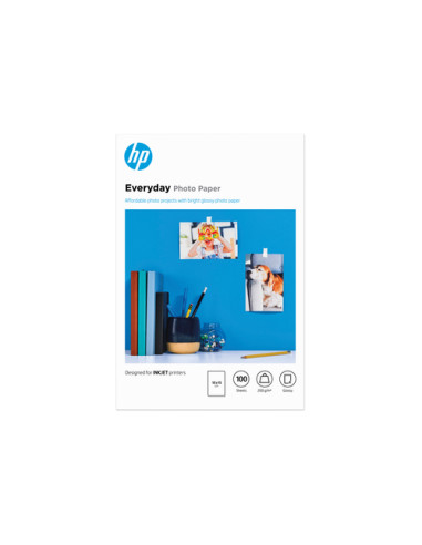 HP Carta fotografica Everyday, lucida, 200 g/m2, 10" x 15" (101 x 152 mm), 100 fogli