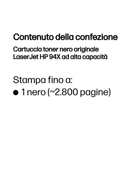 HP Cartuccia toner nero originale LaserJet 94X ad alta capacità