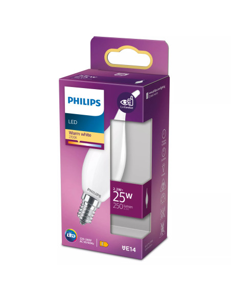 Philips Lampadina candela smerigliata a filamento 25 W BA35 E14