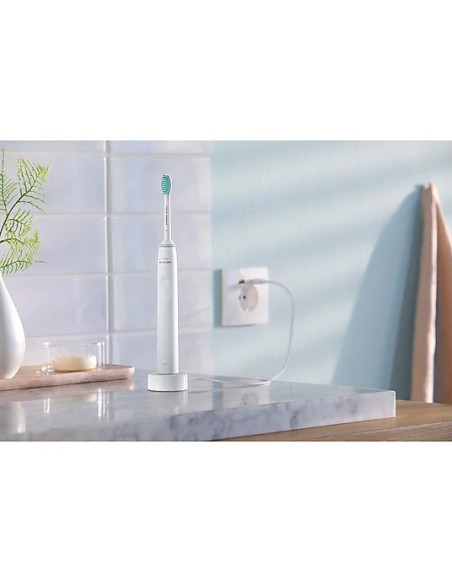 Philips Sonicare serie 3100 Spazzolino Elettrico Sonico Bianco, con custodia da viaggio HX3673/13