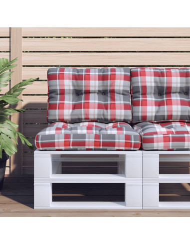 Cuscino per Pallet a Quadri Rossi 50x40x12 cm in Tessuto