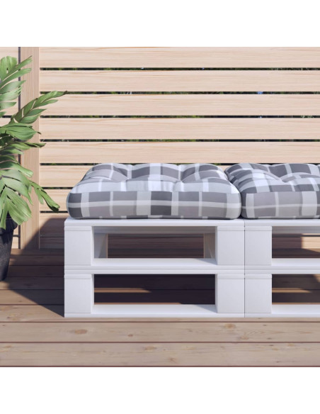 Cuscino per Pallet Motivo a Quadri Grigi 60x60x12 cm in Tessuto