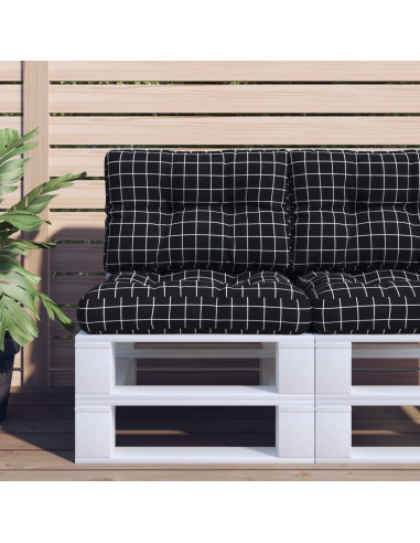 Cuscino per Pallet Motivo a Quadri Nero 60x40x12 cm in Tessuto