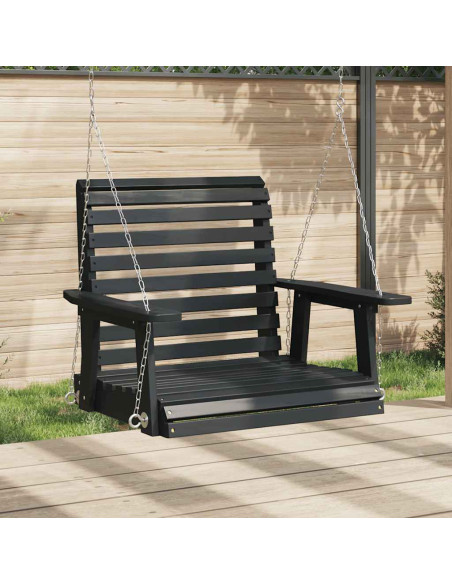 Dondolo da Giardino Catene in Metallo Nero in Legno di Abete