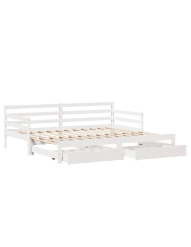 Letto Estraibile con Cassetti senza Materasso Bianco 90x200 cm