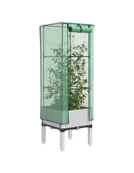 Letto Rialzato con Copertura Serra Effetto Rattan 40x40x140 cm