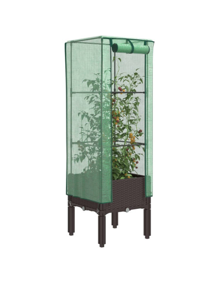 Letto Rialzato con Copertura Serra Effetto Rattan 40x40x140 cm