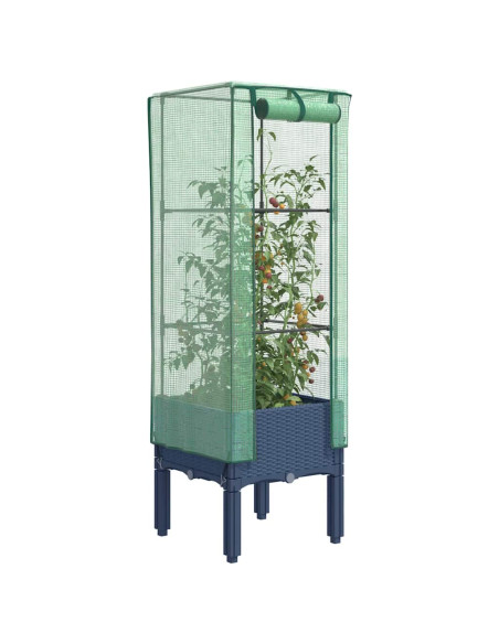 Letto Rialzato con Copertura Serra Effetto Rattan 40x40x140 cm