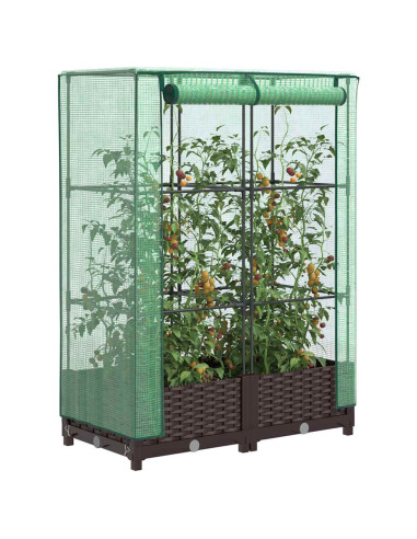 Letto Rialzato con Copertura Serra Effetto Rattan 80x40x123 cm