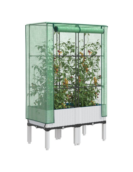 Letto Rialzato con Copertura Serra Effetto Rattan 80x40x140 cm