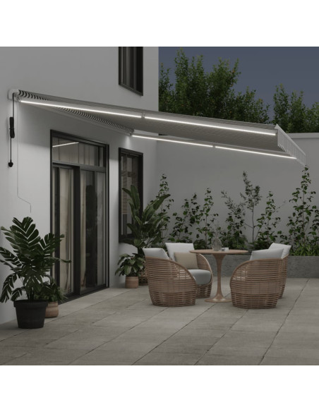 Tenda Retrattile Automatica LED Antracite e Bianco 600x350 cm