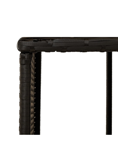 Bordo per Spa Nero in Polyrattan e Legno Massello di Acacia