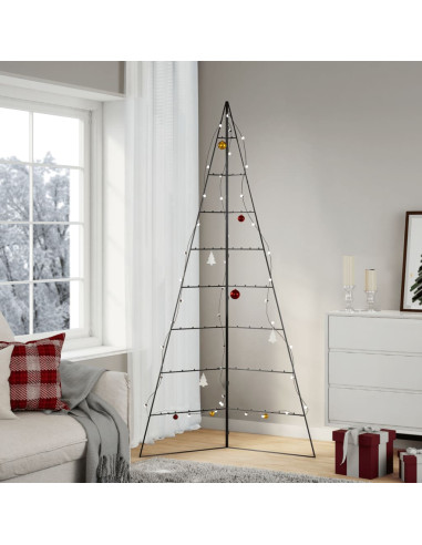 Albero di Natale Decorativo in Metallo Nero 210 cm