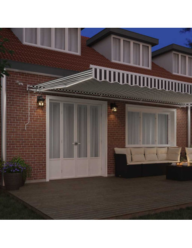 Tenda Retrattile Automatica LED Antracite e Bianco 600x300 cm