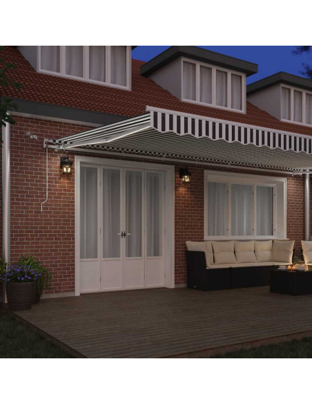 Tenda Retrattile Automatica LED Antracite e Bianco 600x300 cm