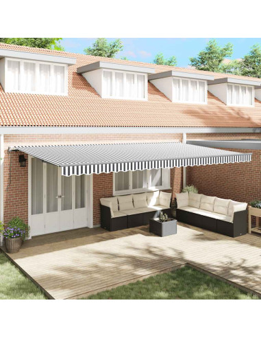 Tenda Retrattile Automatica Antracite e Bianco 600x300 cm