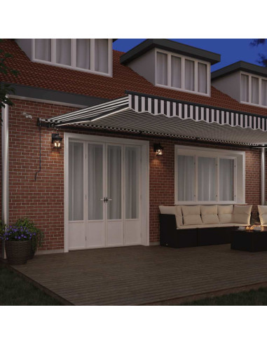 Tenda Retrattile Automatica LED Antracite e Bianco 600x300 cm